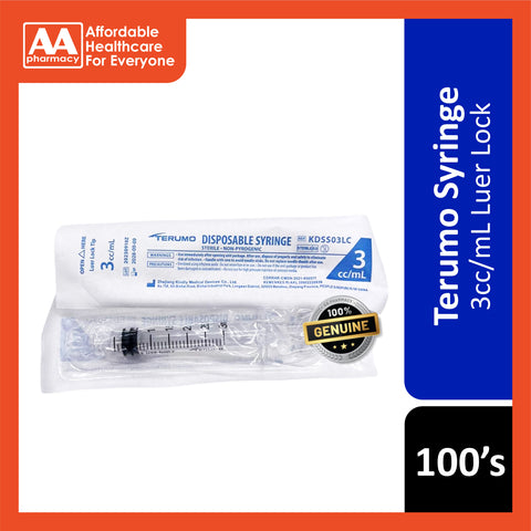 Terumo Syringe 3cc/mL 100's (Luer Lock/Luer Slip)