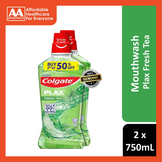 Colgate Plax Mouthwash Twin Pack (750mLx2) - Fresh Tea