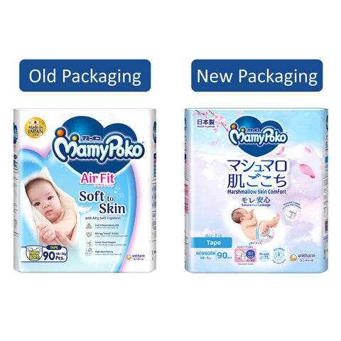 MamyPoko Air Fit Baby Tape Diapers Size NB 90's (For Up To 5kg)