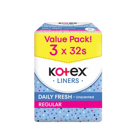 Kotex Liners (Daily Fresh, Regular, Unscented) 3x32's