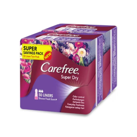 Carefree Liners (Super Dry, Shower Fresh Scent, 156mm) 2x50's