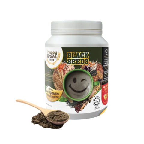 Happy Grains Black Seeds (Mixed Instant Malt Cereal Powder with Black Sesame Powder) 1kg