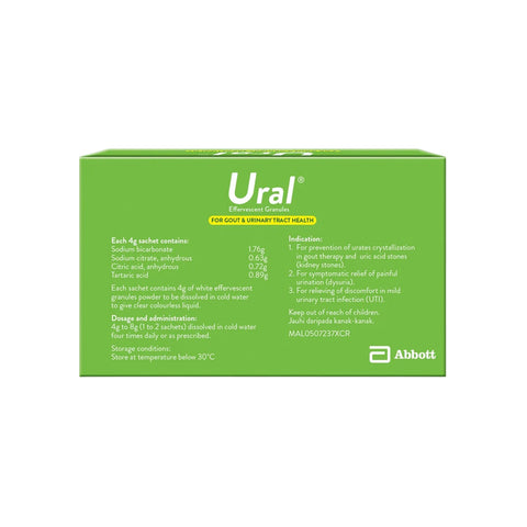 Ural Effervescent Granules Sachet 4gx28's (Effective Urinary Alkalinizer)