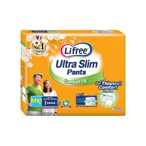 Lifree Ultra Slim Pants (Size M, Waist 23-34 inches or 60-85cm) 10's [Light Urinary Leak]