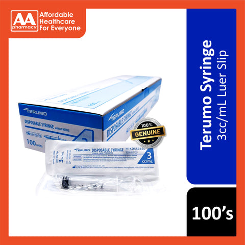 Terumo Syringe 3cc/mL 100's (Luer Lock/Luer Slip)