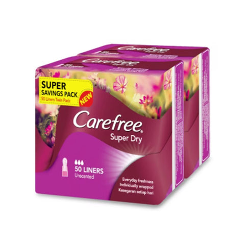 Carefree Liners (Super Dry, Unscented, 156mm) 2x50's