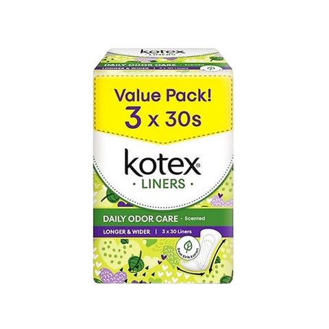 Kotex Liners (Daily Odor Care, Longer and Wider, Scented) 3x30's