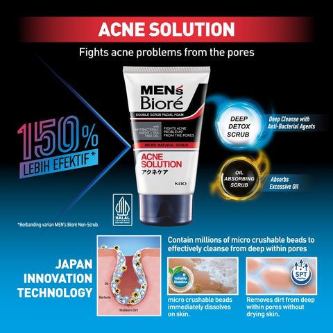 Biore Mens Double Scrub Acne Solution 100g