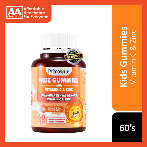 PrimeVite Kidz Gummies With Vitamin C and Zinc 60's