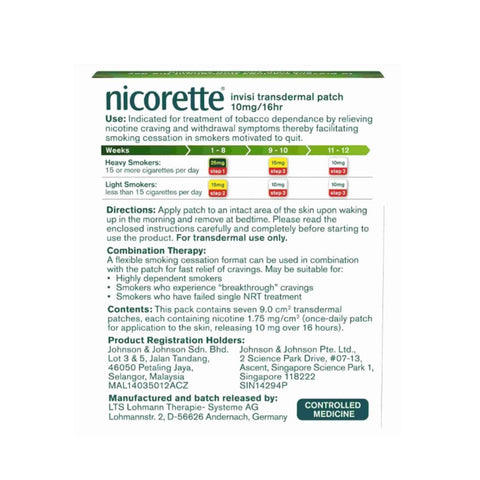 Nicorette Invisi Transdermal Patch 10mg/16hr (Step 3) 7's