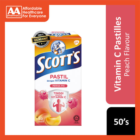 Scotts Vitamin C Pastilles 50's/100g - 4 Flavours (Orange/ Mango/ Peach/ Berries)