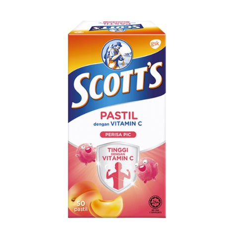 Scotts Vitamin C Pastilles 50's/100g - 4 Flavours (Orange/ Mango/ Peach/ Berries)