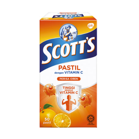 Scotts Vitamin C Pastilles 50's/100g - 4 Flavours (Orange/ Mango/ Peach/ Berries)