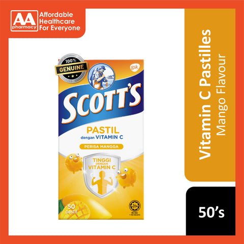 Scotts Vitamin C Pastilles 50's/100g - 4 Flavours (Orange/ Mango/ Peach/ Berries)