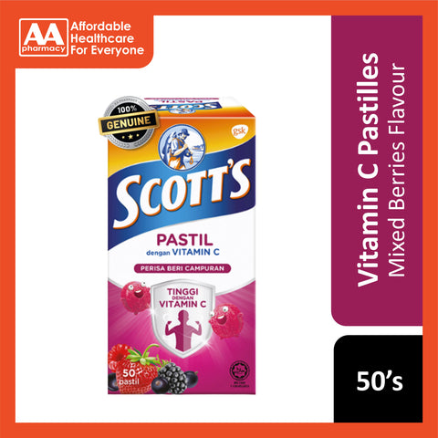 Scotts Vitamin C Pastilles 50's/100g - 4 Flavours (Orange/ Mango/ Peach/ Berries)