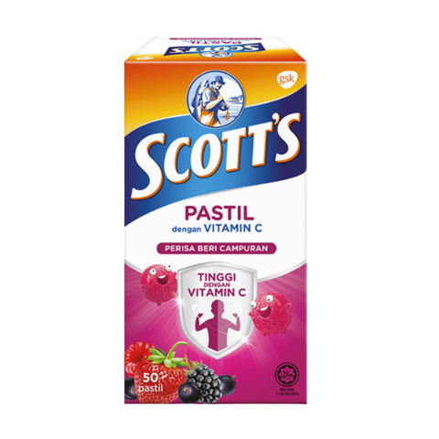 Scotts Vitamin C Pastilles 50's/100g - 4 Flavours (Orange/ Mango/ Peach/ Berries)