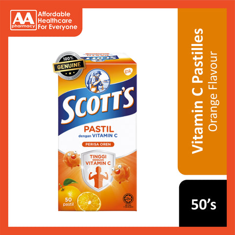 Scotts Vitamin C Pastilles 50's/100g - 4 Flavours (Orange/ Mango/ Peach/ Berries)