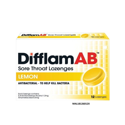 Difflam AB Sore Throat Lozenges 12's (Lemon)