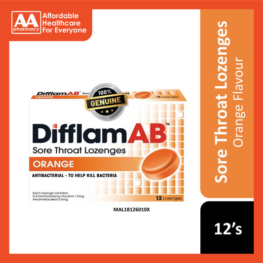 Difflam AB Sore Throat Lozenges 12's (Orange)