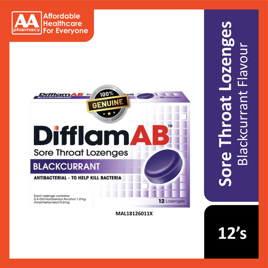 Difflam AB Sore Throat Lozenges 12's (Blackcurrant)