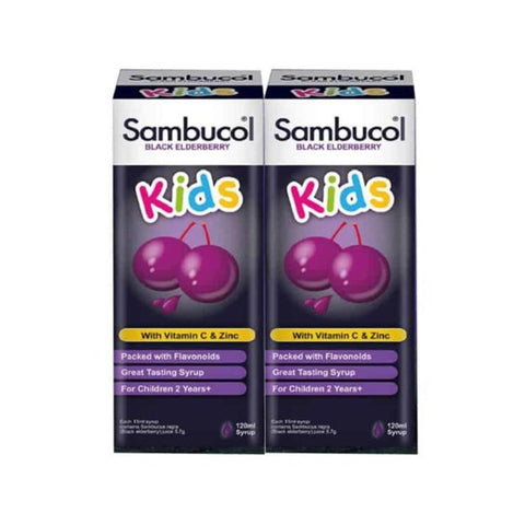 Sambucol Kids Black Elderberry 2x120mL (With Vitamin C and Zinc)