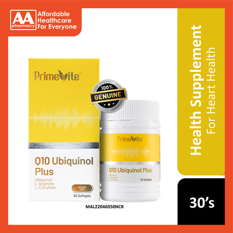 PrimeVite Q10 Ubiquinol Plus (With L-Arginine and L-Citrulline) Softgel 30's