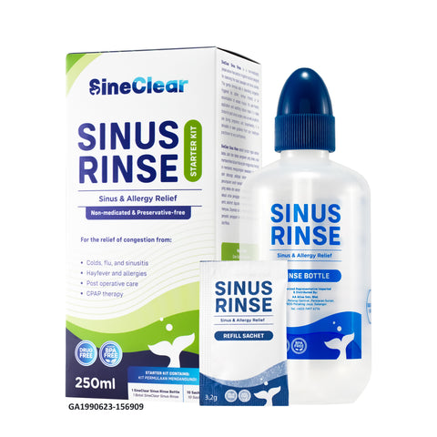 SineClear Sinus Rinse Starter Kit (Contains 1 Bottle and 10 Sachets)