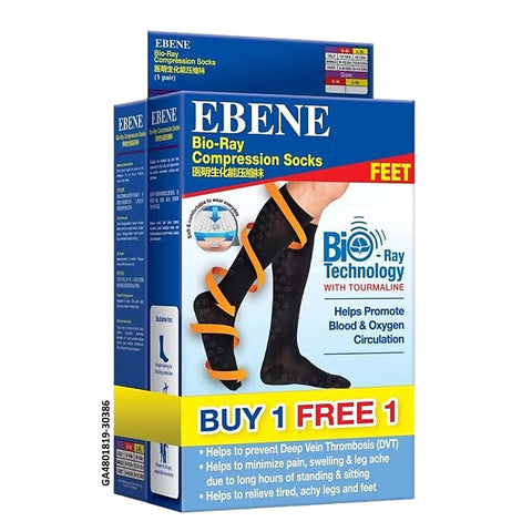 Ebene Bio-Ray Compression Socks Black Twin Pack (S / M)