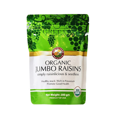 Country Farm Organic Jumbo Green Seedless Raisins 200g