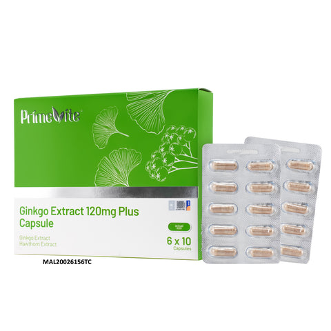 PrimeVite Ginkgo Extract 120mg Plus Capsule 6x10's