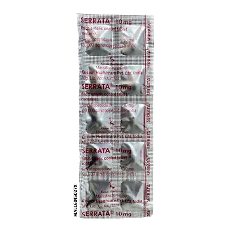 Serrata (Serratiopeptidase 10mg) Tablet Strip 10's