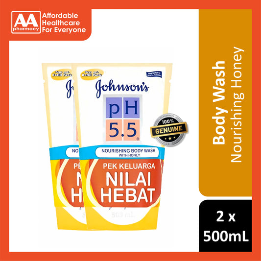 Johnsons PH5.5 Nourishing Honey Body Wash Refill (500mL x 2)