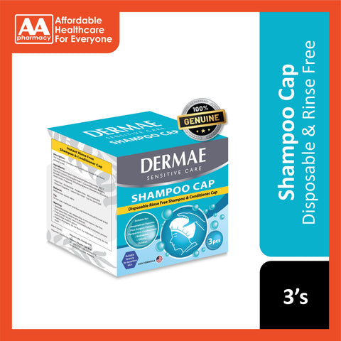 Dermae Disposable Rinse Free Shampoo and Conditioner Cap 3's