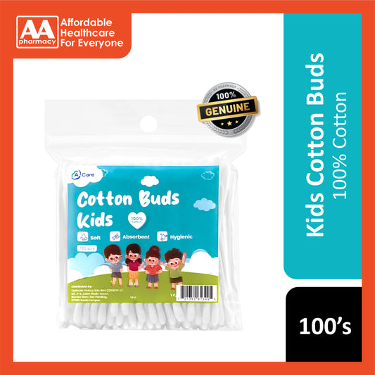 A-Care Kids Cotton Buds 100's (Zipper Bag)