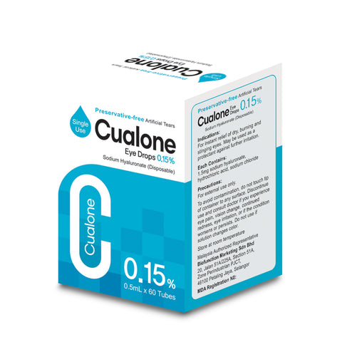 Cualone Sodium Hyaluronate 0.15% Preservative-Free Eye Drops 0.5mLx60's