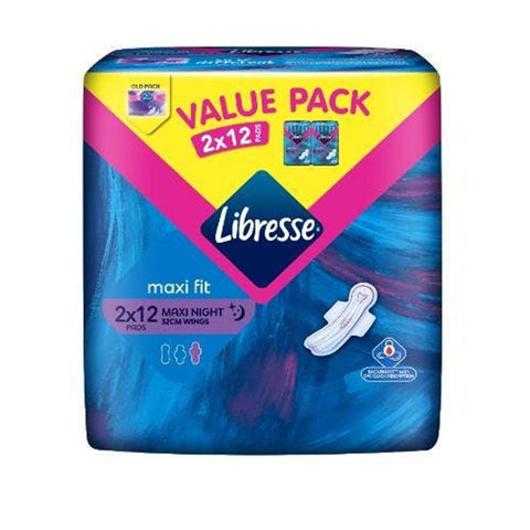 Libresse Pads (Maxi Night, 32cm Wings) 2x12's