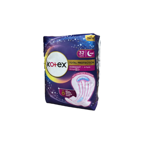 Kotex Pads (Total Protection Overnight, Wing, 32cm) 6's [Night Use]