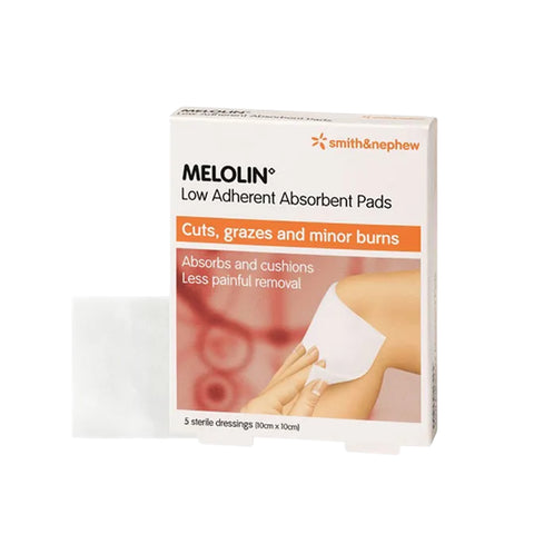 Smith and Nephew Melolin Cushioned Dressing Pad 10cmx10cm 5's