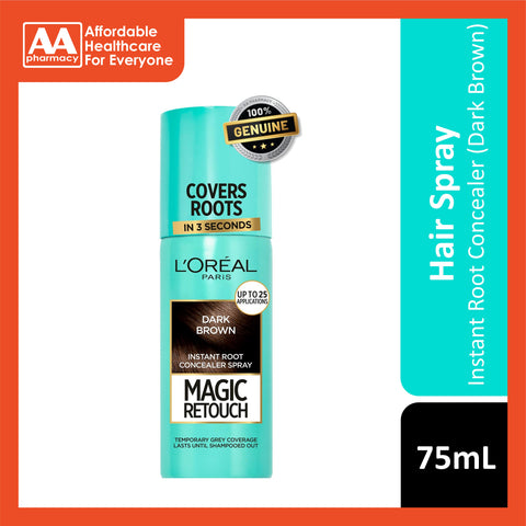 L'Oréal Paris Magic Retouch Instant Root Concealer Spray (Dark Brown) 75mL - Up to 25 uses