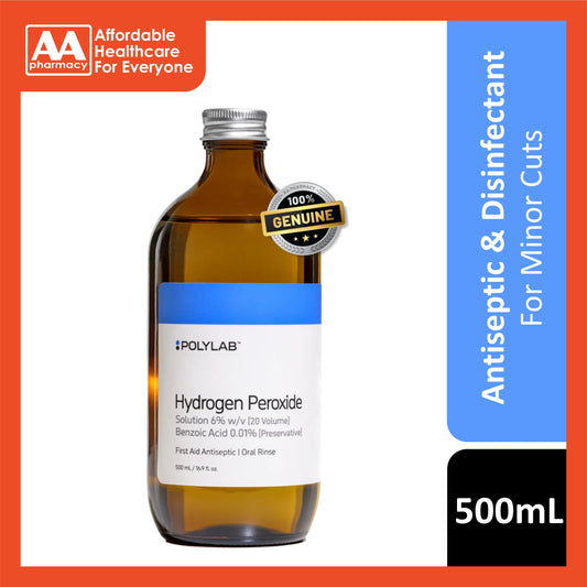 PolyLab Hydrogen Peroxide 6% w/v Solution 500mL