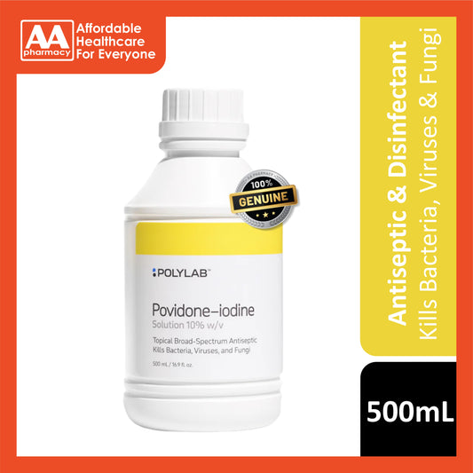 PolyLab Povidone-Iodine 10% w/v Solution 500mL