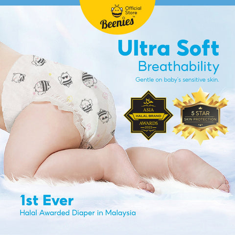 Beenies Baby Comfy Tape Diapers Size S 56's (4-8kg) [Jumbo Pack]