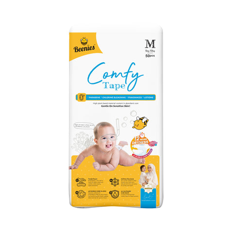 Beenies Baby Comfy Tape Diapers Size M 50's (5-10kg) [Jumbo Pack]