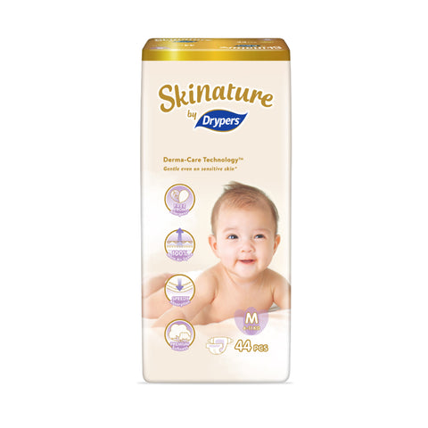 Skinature By Drypers Baby Tape Diapers Size M 44's (6-11kg)