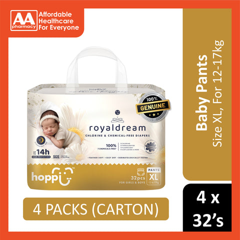 Hoppi RoyalDream Baby Pants Size XL 32's (12-17kg) [4 Packs/Carton]