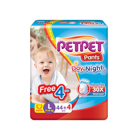 PetPet Day and Night Baby Pants Size L 44's+4's (For 9-14kg)