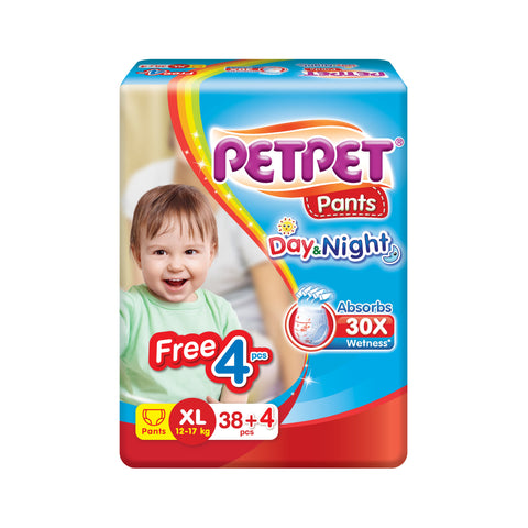 PetPet Day and Night Baby Pants Size XL 38's+4's (For 12-17kg)