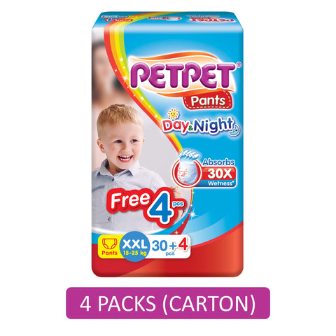 PetPet Day and Night Baby Pants Size XXL 30's+4's (For 15-25kg) [4 Packs/Carton]