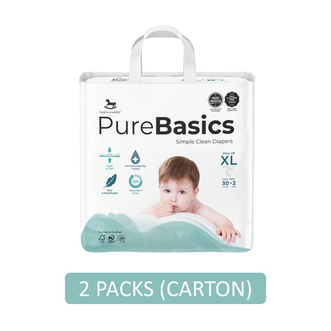 Applecrumby PureBasics Baby Pants Size XL 30's+2's (For 12-18kg) [2 Packs/Carton]