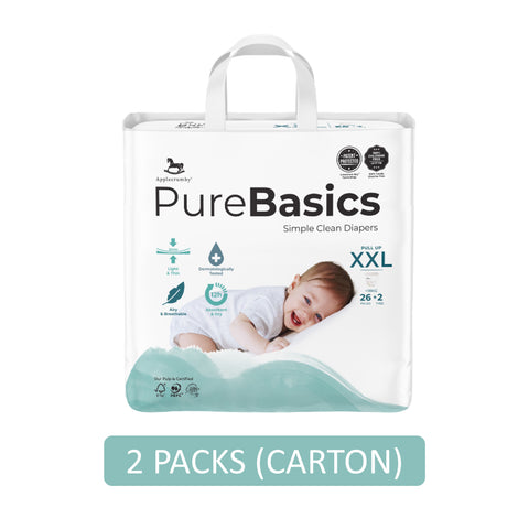 Applecrumby PureBasics Baby Pants Size XXL 26's+2's (For More Than 18kg) [2 Packs/Carton]